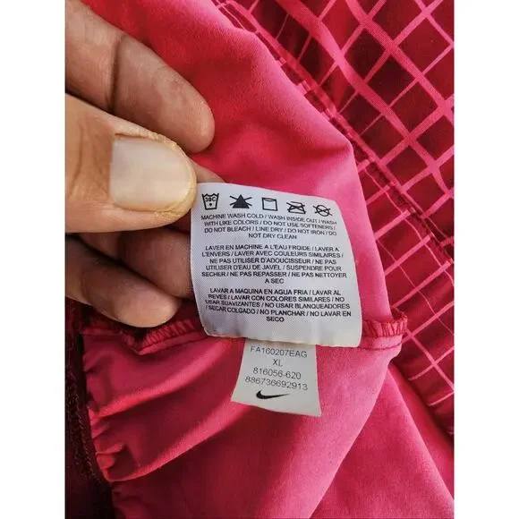 Nike Shorts Womens Extra Large Red Pink Grid Print Running Training Athletic - Picture 9 of 10